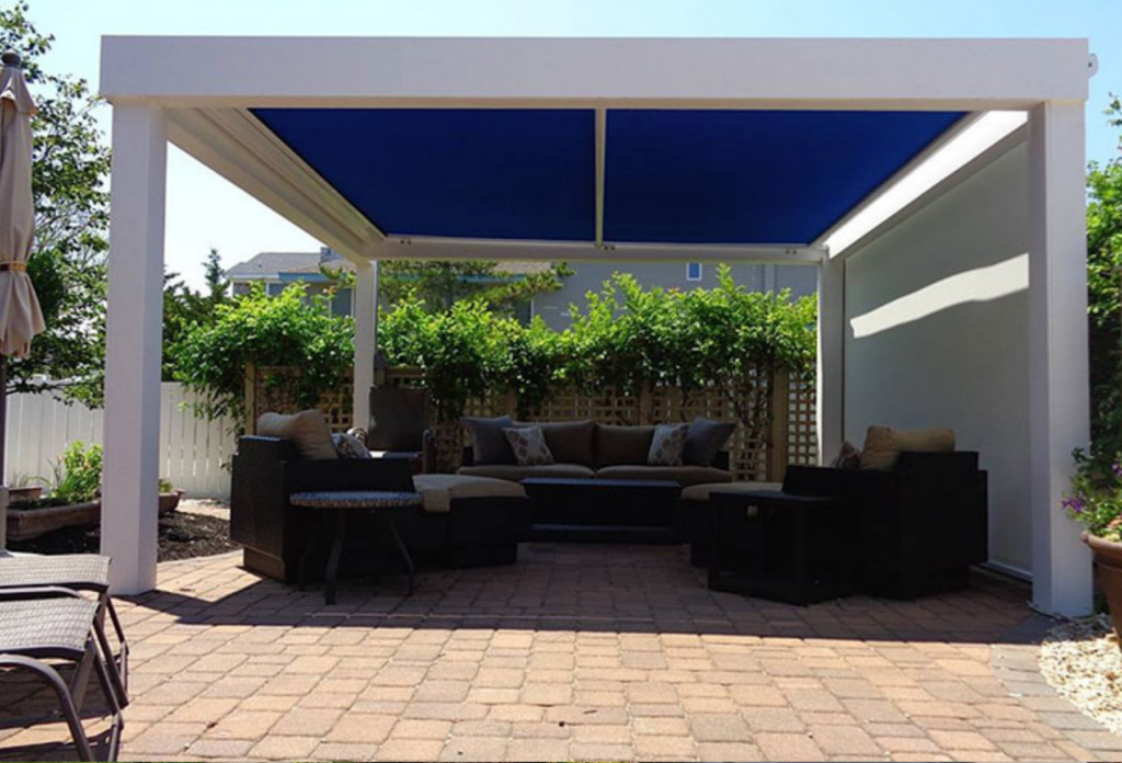 The Sunesta Sunplus, with white frames and a blue retractable shelter.